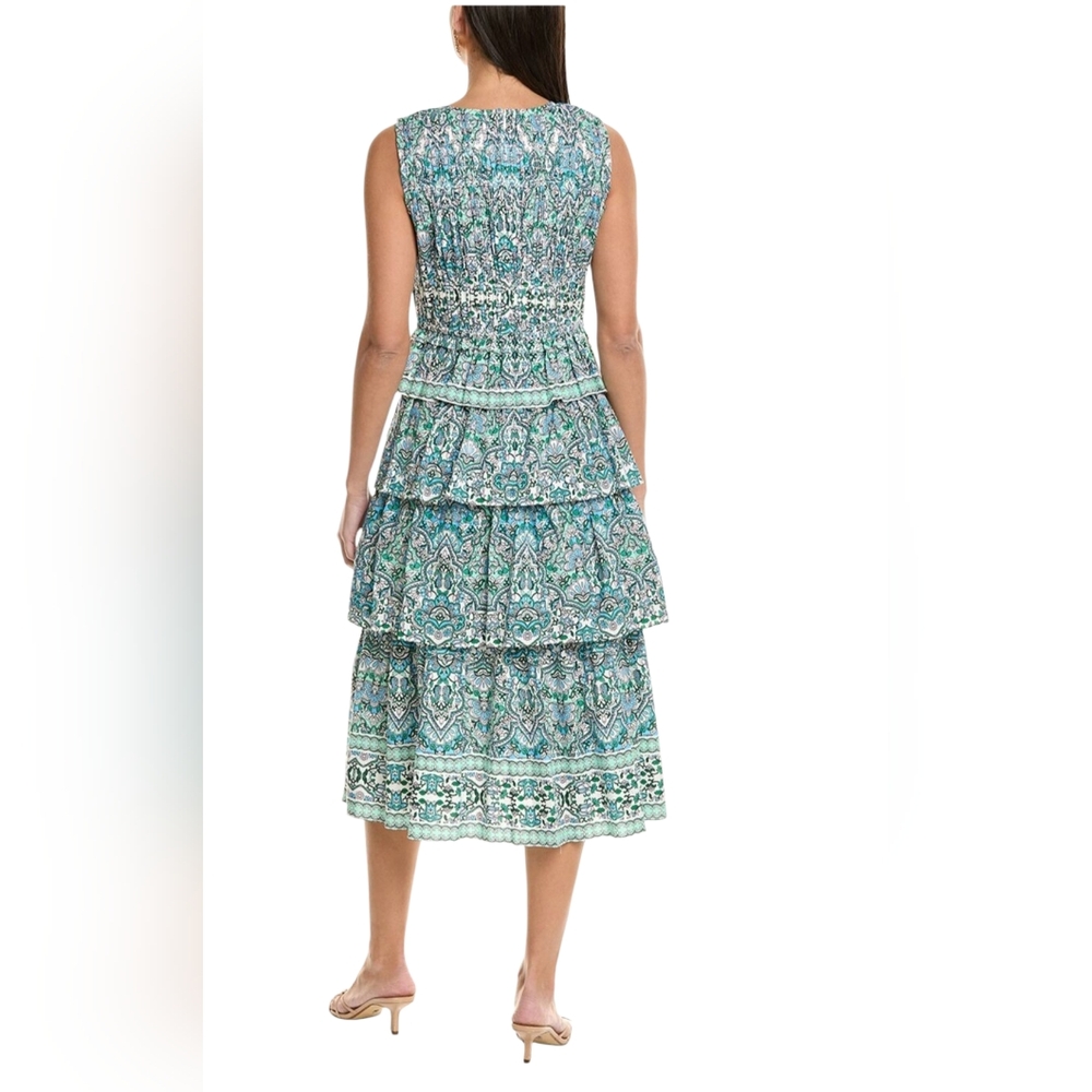 Shoshanna Blue Green Paisley Tiered Midi Dress - Picture 11 of 15